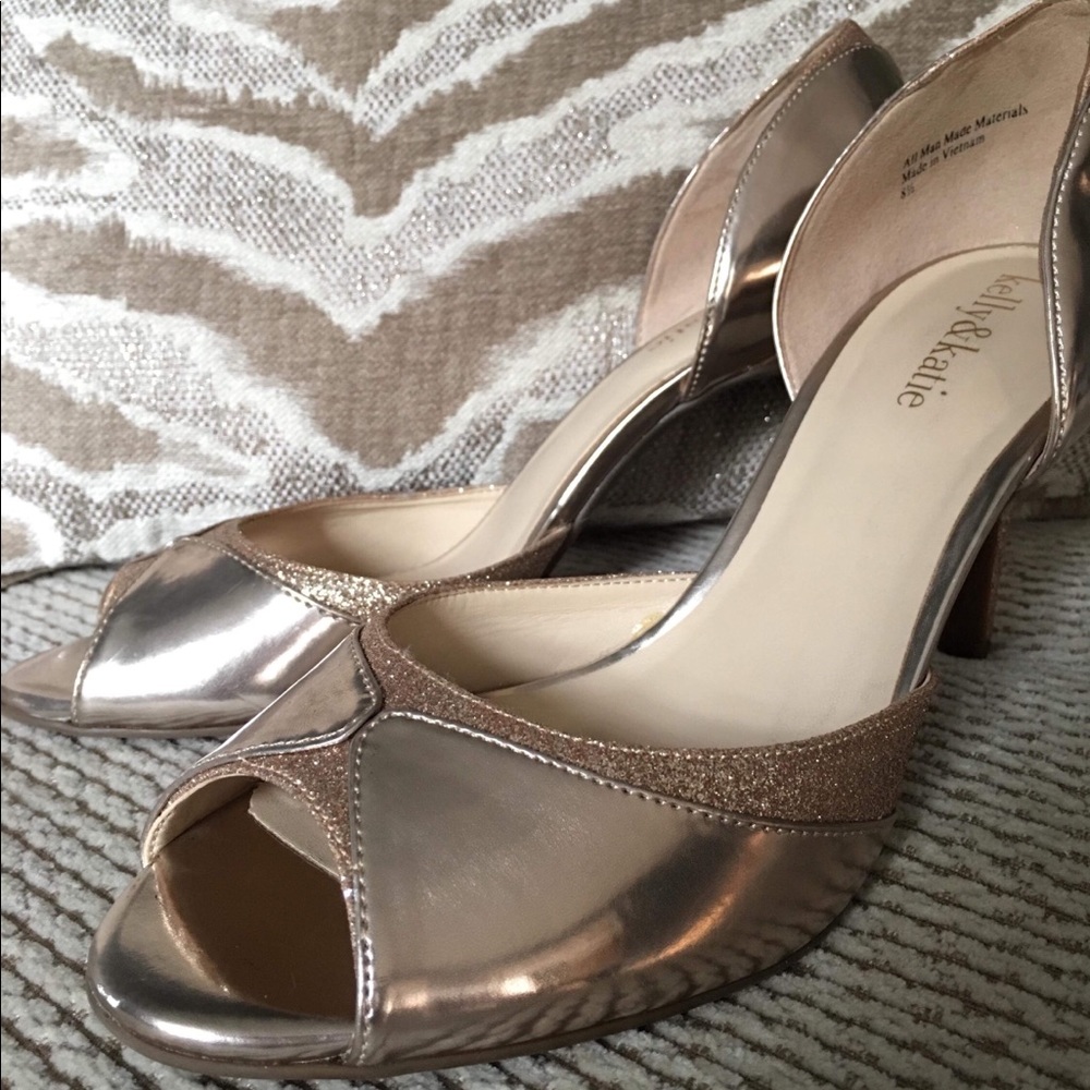 Kelly & Katie Golden Open Toe Heels